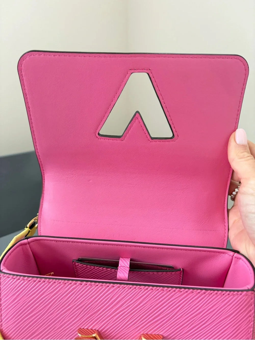 Louis Vuitton Pink Twist Compact Crossbody Bag with Gold Hardware